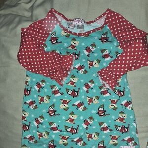 Festive Red and Green Long Sleeve Top